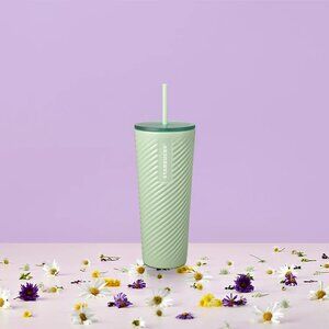 Starbucks Mint Green Stainless Steel Swirl Venti 24oz Cold Cup Tumbler New